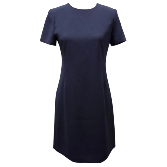 Theory Sheath Dress Crew Neck Short Sleeve Navy Blue Size 4 - Picture 3 of 7